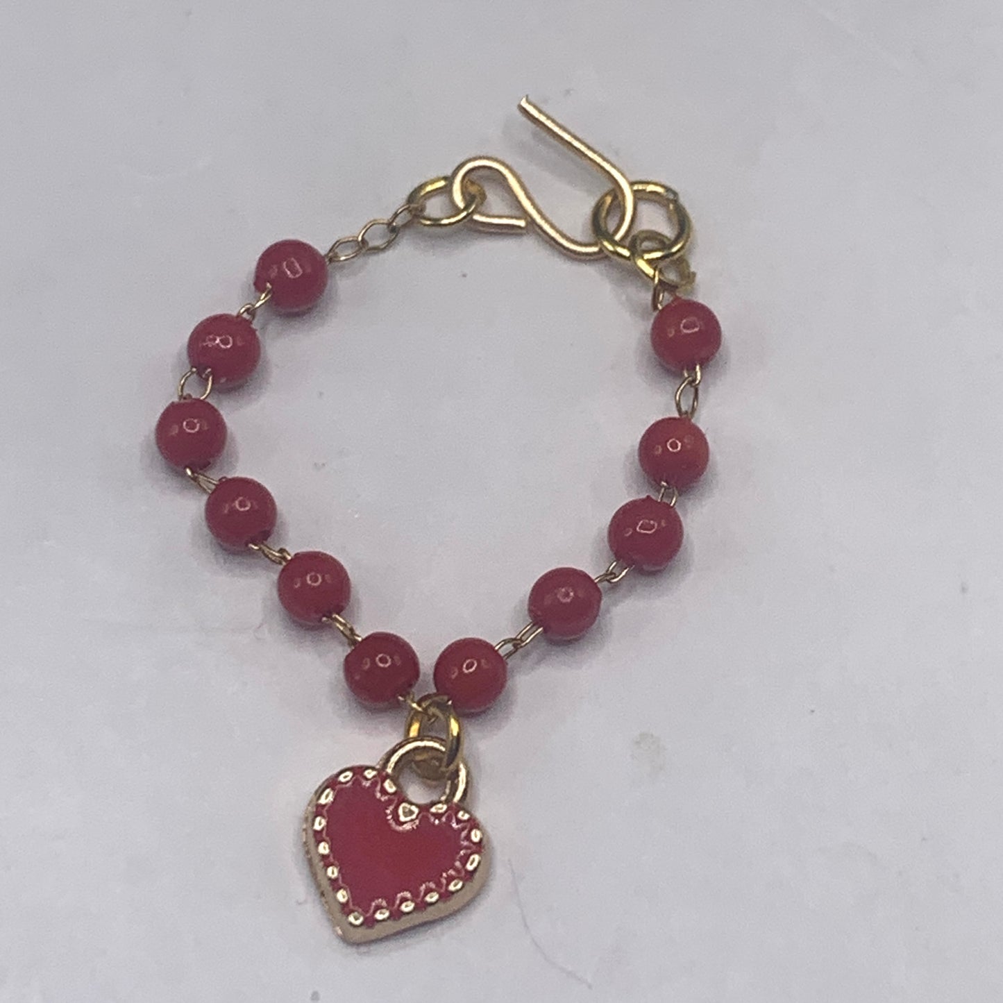 Red Heart Beaded Gold Chain Doll Necklace Earring Set 10-12” Doll Rainbow High