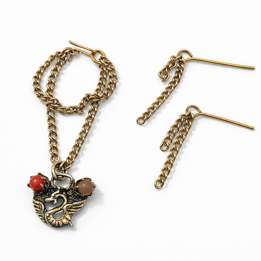 Dragon Charm Doll Necklace Earring Set for 10-12” Trend Fashion Doll Jewelry 1:6