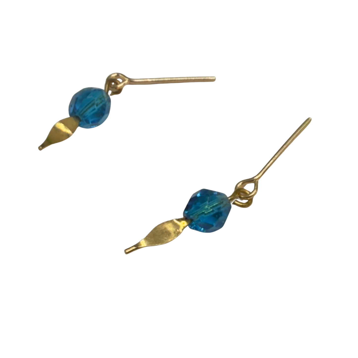 Turquoise Blue Glass Crystal & Gold Doll Earrings • 18 Inch Fashion Doll Jewelry