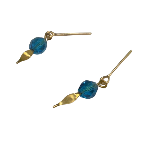 Turquoise Blue Glass Crystal & Gold Doll Earrings • 18 Inch Fashion Doll Jewelry