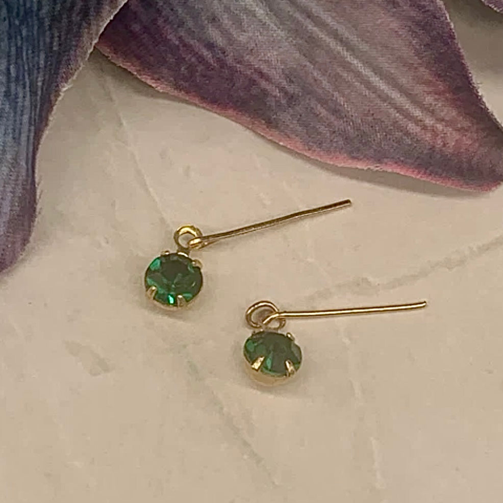 Green Rhinestone Dangle Doll Earrings • 18 Inch Fashion Doll Jewelry