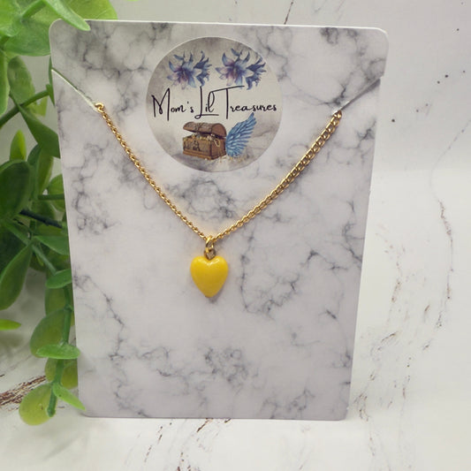 Yellow Heart Charm Gold Chain Doll Necklace• 14 Inch Doll Jewelry