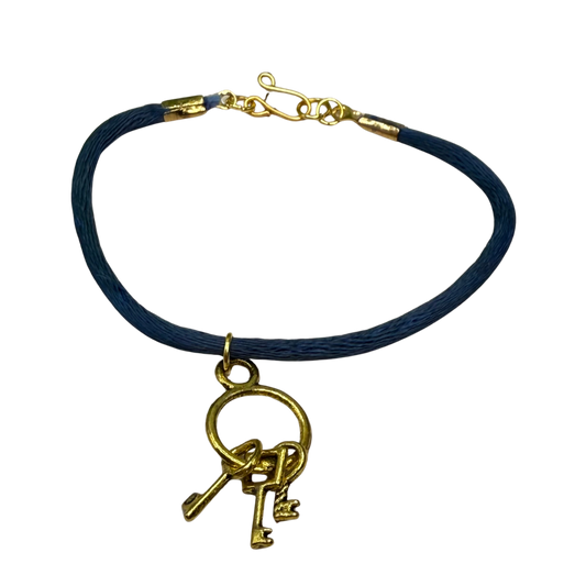 Blue Cord Gold Keys Pendant Doll Necklace • 18 Inch Fashion Doll Jewelry