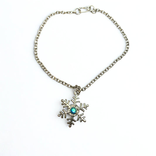 Silver Snowflake Blue Rhinestone Doll Necklace • 18 Inch Fashion Doll Jewelry