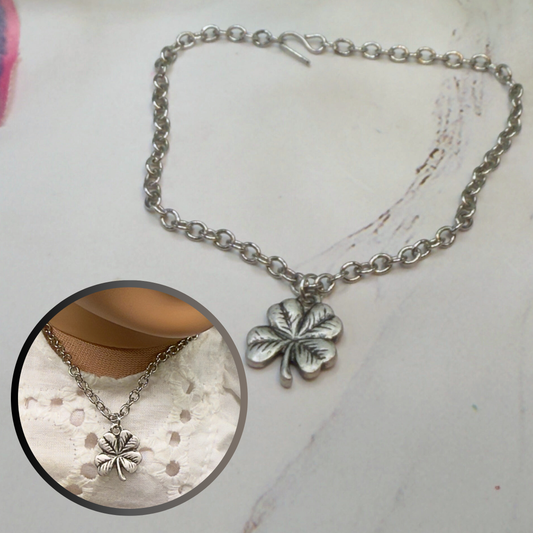Silver Four Leaf Clover Luck Doll Necklace • 18 Inch Fashion Doll Jewelry