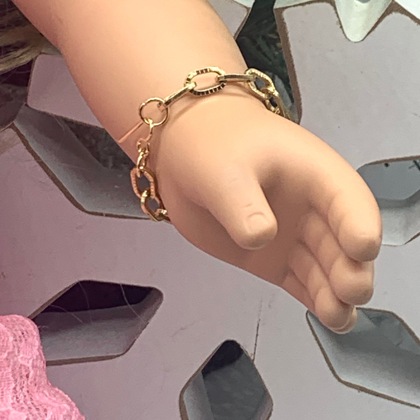 Gold Tone Filigree Watch Bracelet • 18 Inch Fashion Doll Jewelry