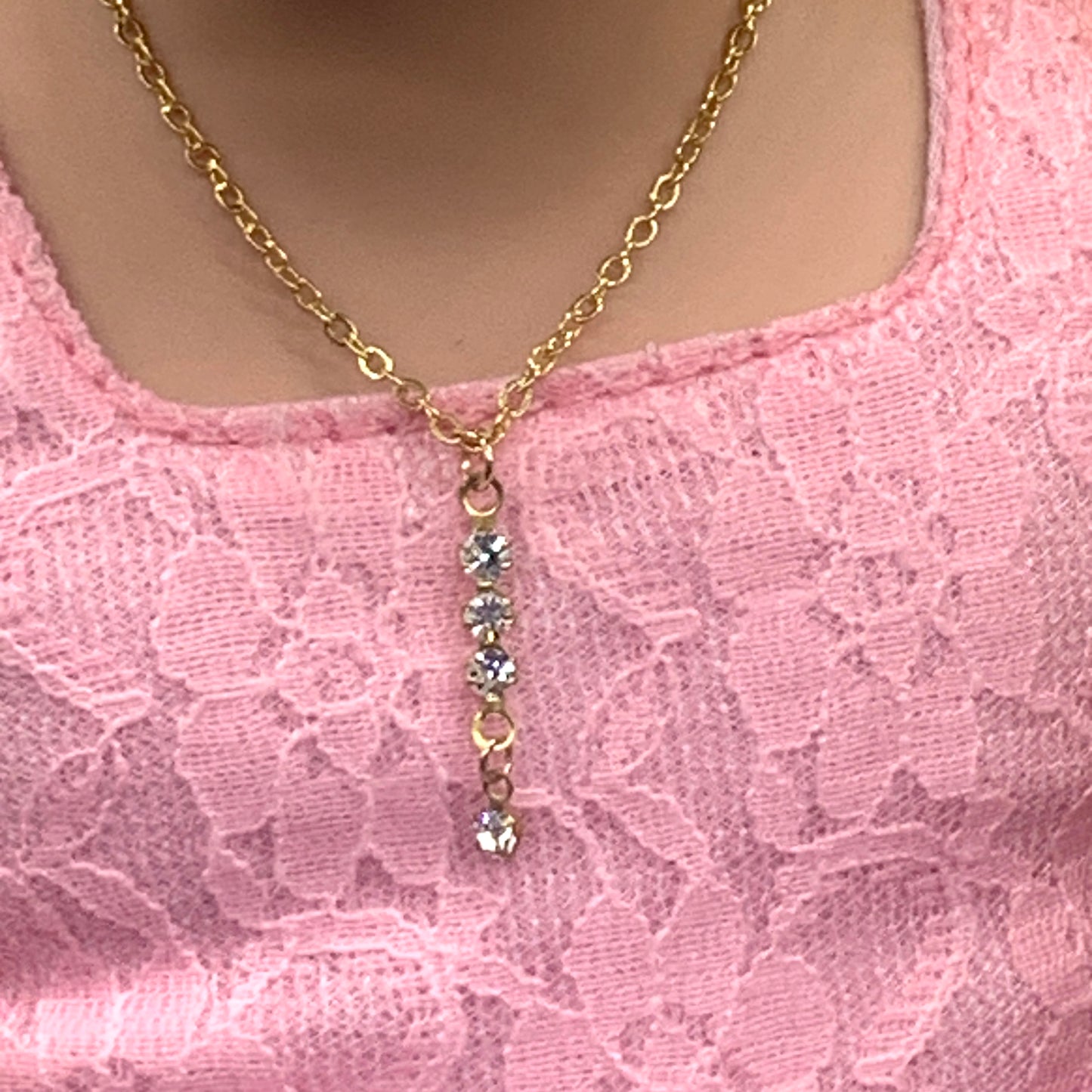 Clear Rhinestone Necklace Earrings Set • 18 Inch Fashion Doll Jewelry