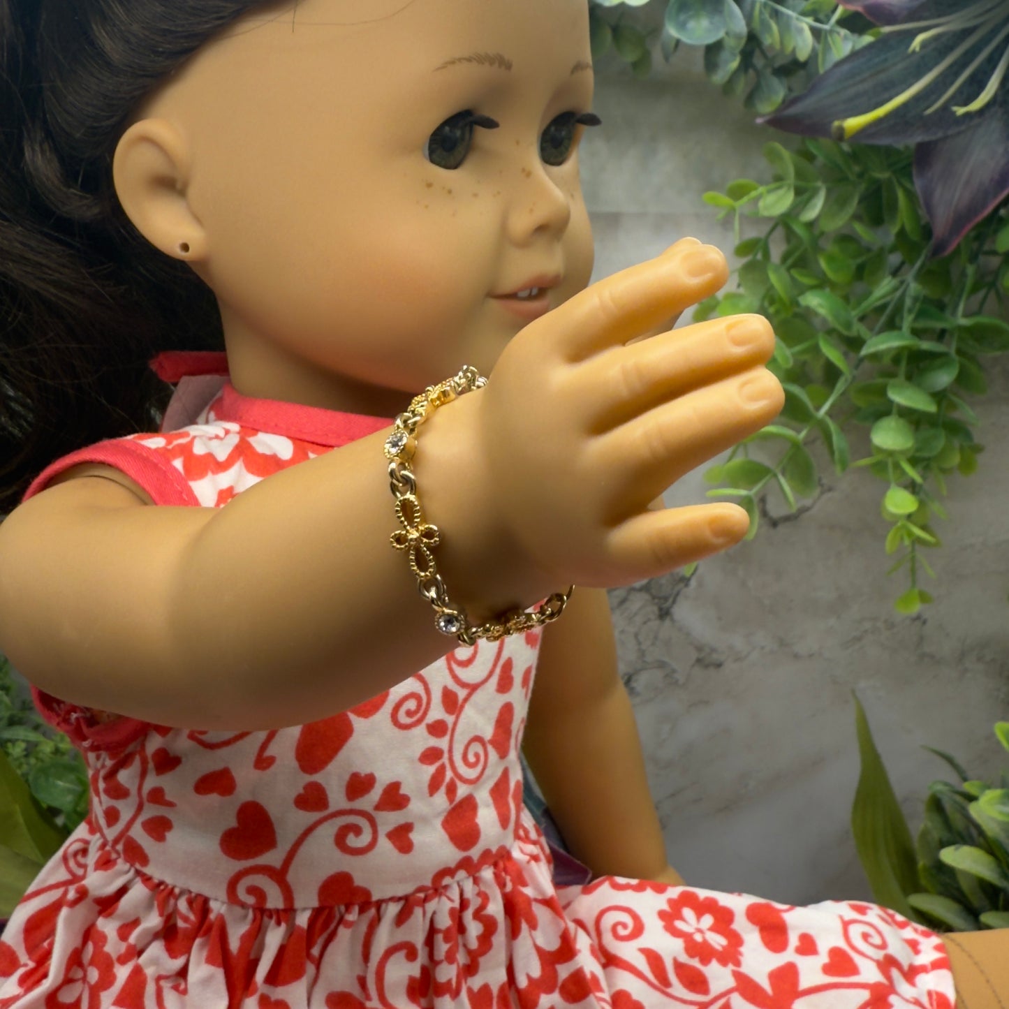 Gold Tone Filigree Cross Design Clear Rhinestone • 18 Inch Fashion Doll Jewelry