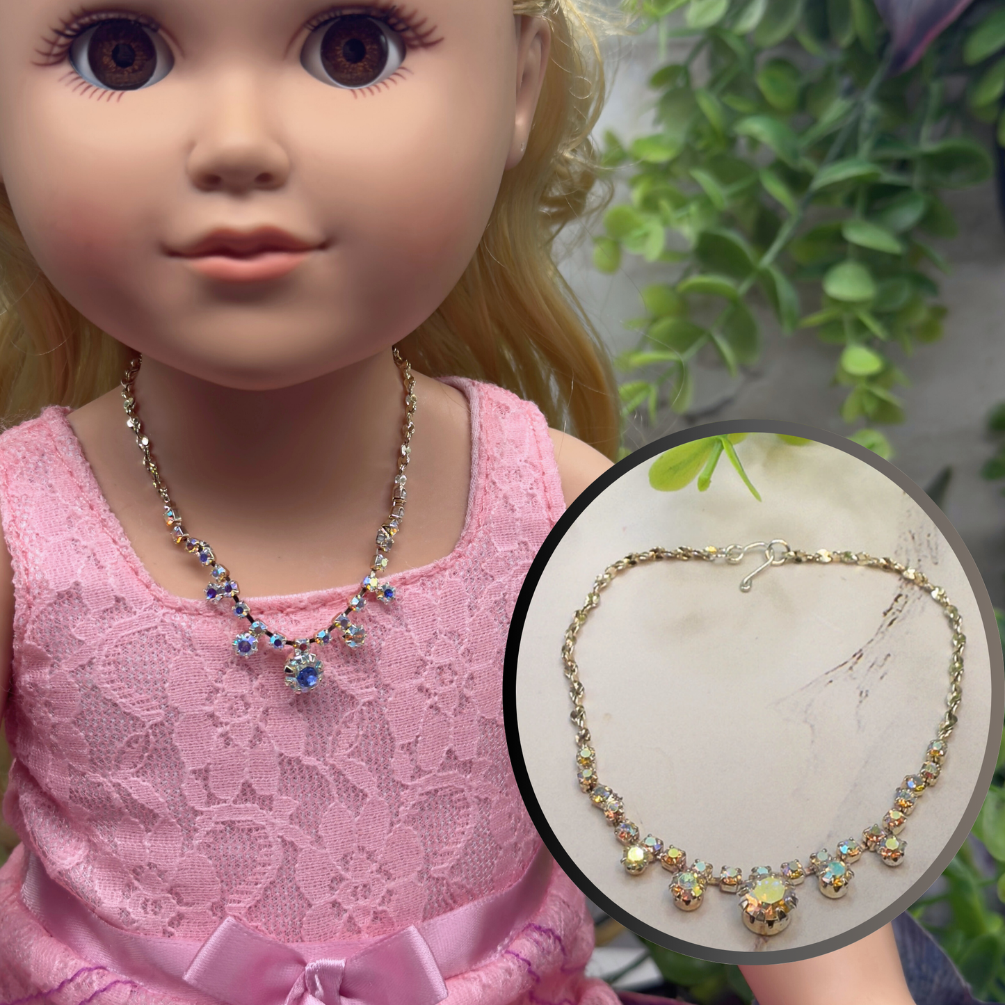AB Aurora Borealis Rhinestone Doll Necklace• 18 Inch Fashion Doll Jewelry