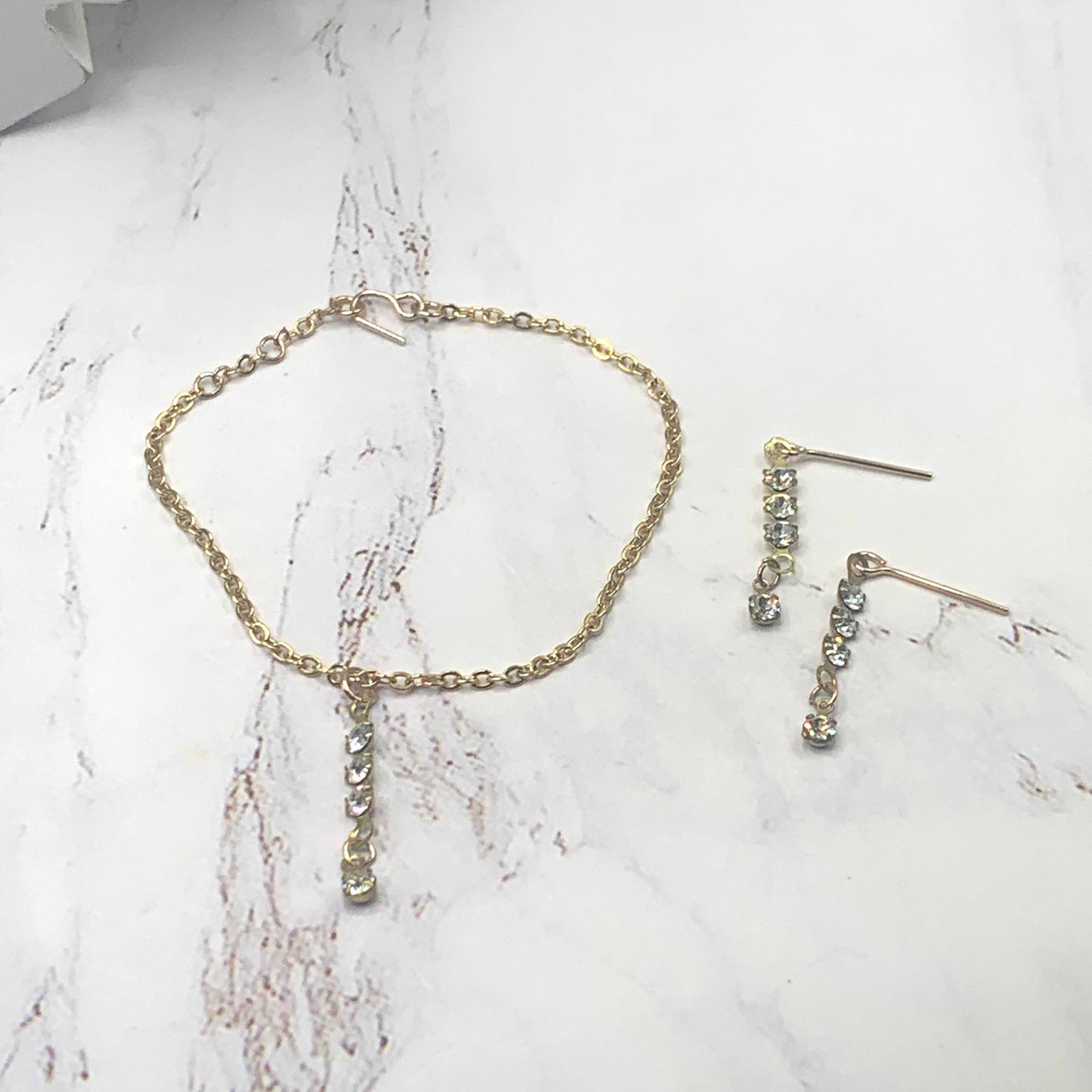 Clear Rhinestone Necklace Earrings Set • 18 Inch Fashion Doll Jewelry