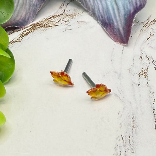 Autumn Fall Leaf 2mm Post Doll Earrings | fits 18 Inch Fashion Doll • American Girl