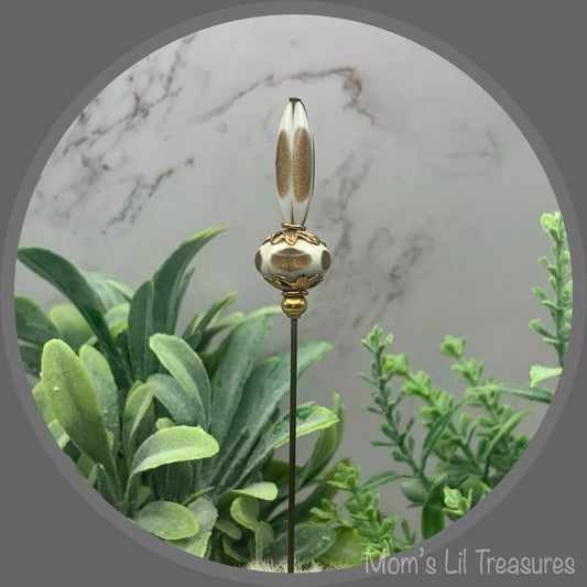 Acrylic White Gold Brushed Design - 6” Pin • Hatpin - Stick Pin