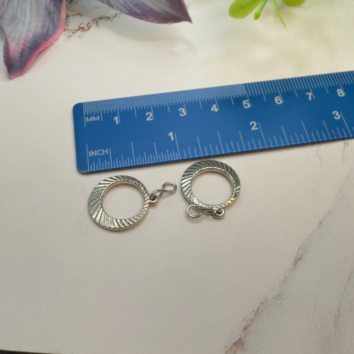 Silver Textured Circle Dangle • DANGLE ONLY • Fits 2mm Post Earrings • 18” Fashion Doll Jewelry