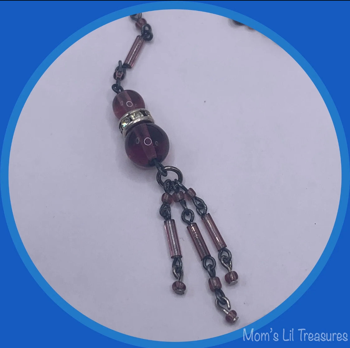 Lariat Wrap Purple Doll Necklace Earrings Set • 18-20 Inch Vintage Doll Jewelry