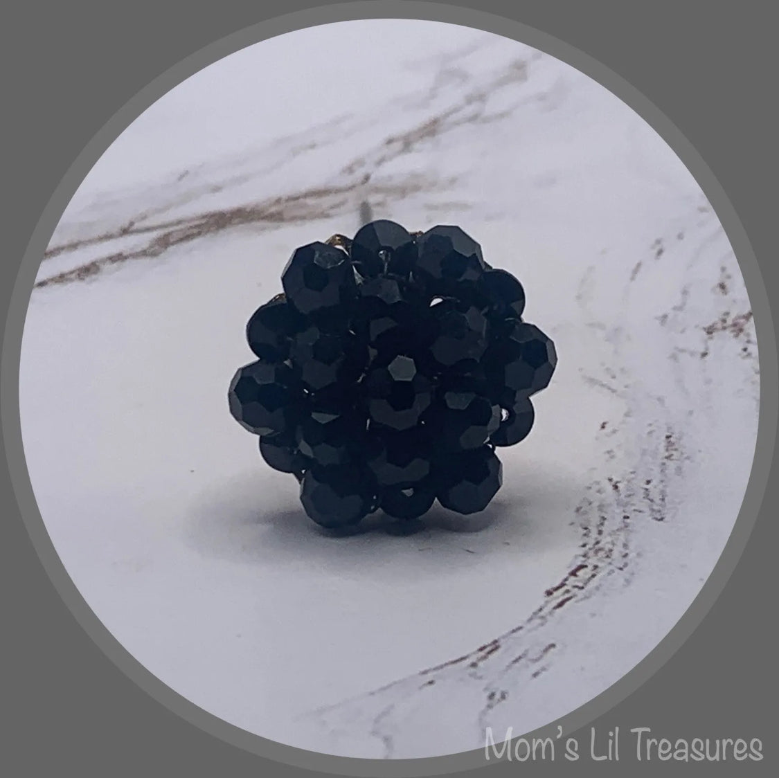 Hatpin - Stick Pin • Black Faceted Crystal Bead Cluster Gold Filigree Base - 3”
