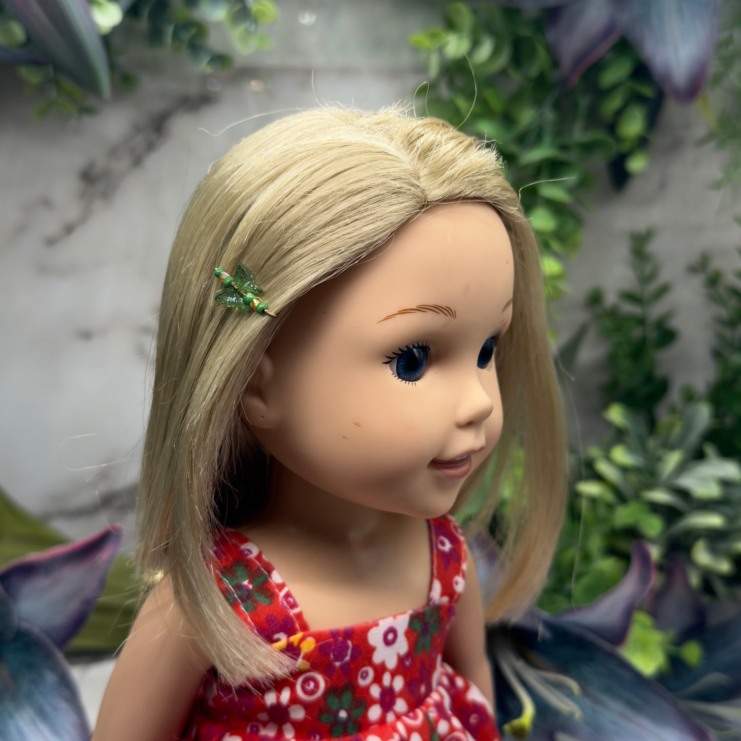 Green Butterfly Doll Hair Barrettes 14-18” Fashion Dolls • Doll Hair Accessories