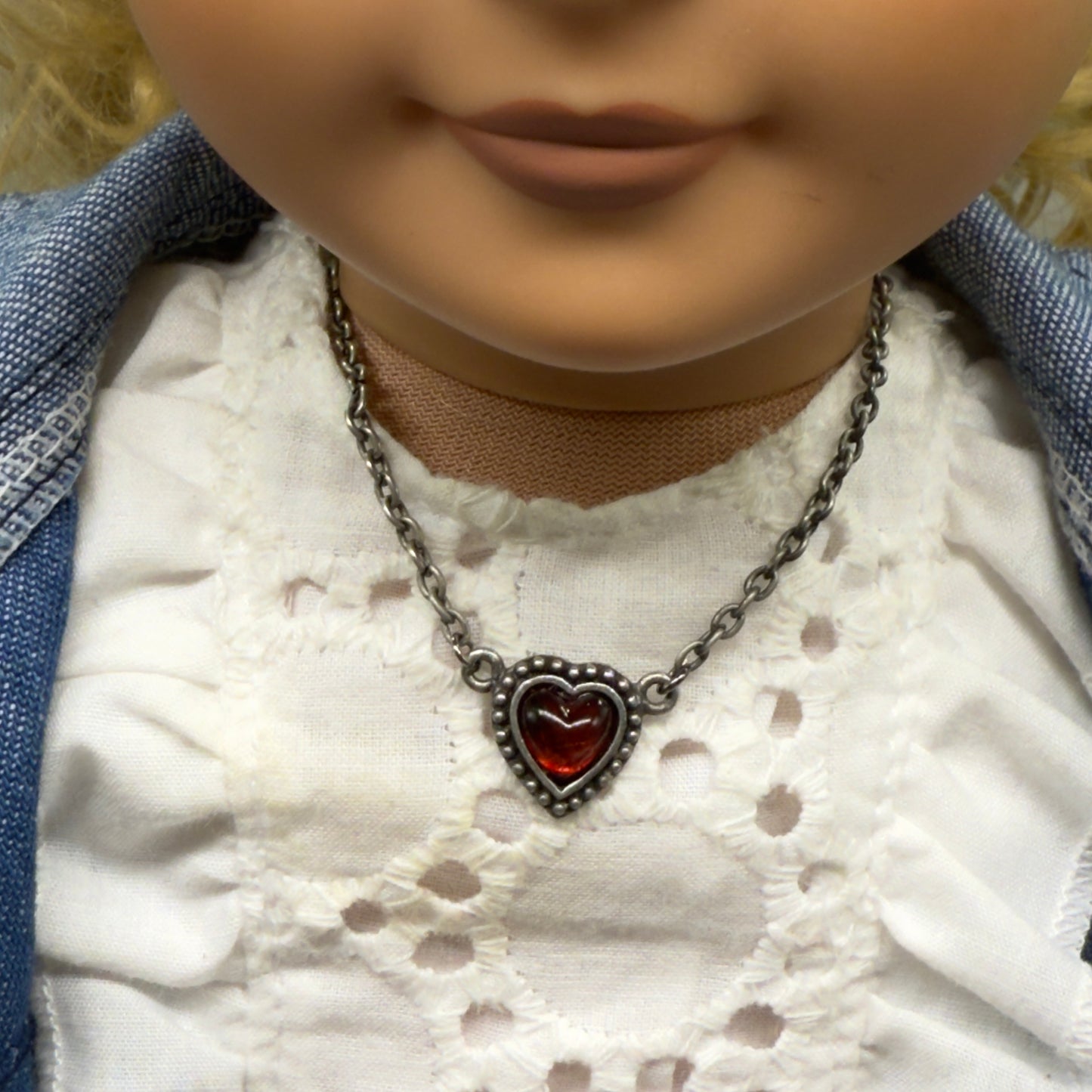 Red Enamel Heart Charm Doll Necklace• 18 Inch Fashion Doll Jewelry