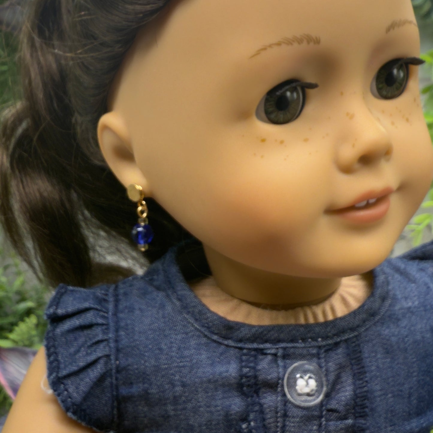 Blue Glass Drop Dangle Doll Earrings - DANGLE ONLY • 18” Fashion Doll Jewelry