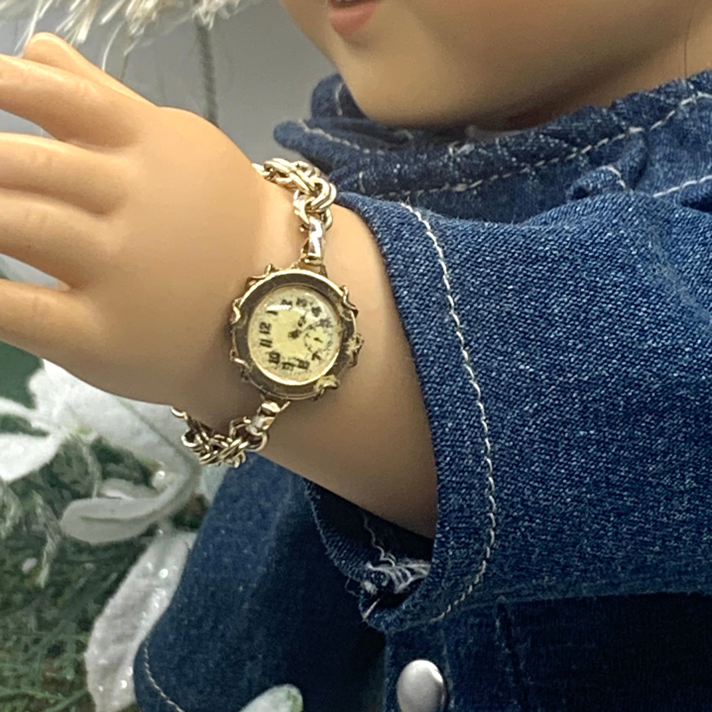 Gold Tone Watch Doll Bracelet • 18 Inch Fashion Doll Jewelry