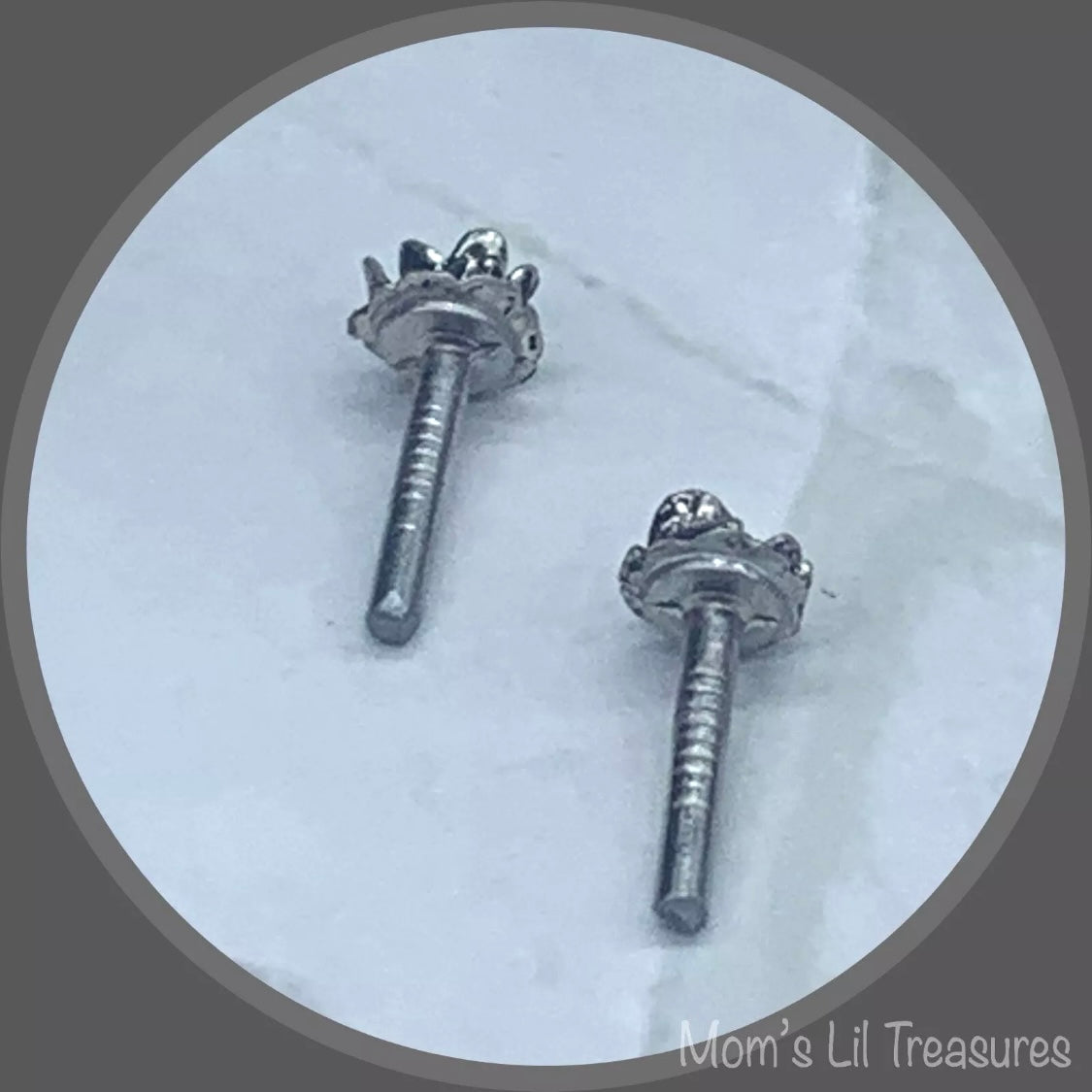 Silver Flower Rose Post Doll Earrings • 2mm Post • fits 18” American Girl Doll