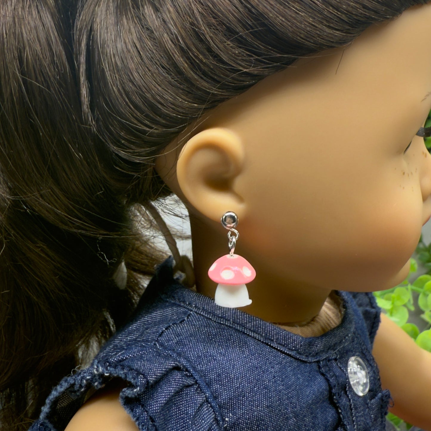 Pink White Mushroom Doll Earring DANGLE ONLY • 18” Fashion Doll Jewelry
