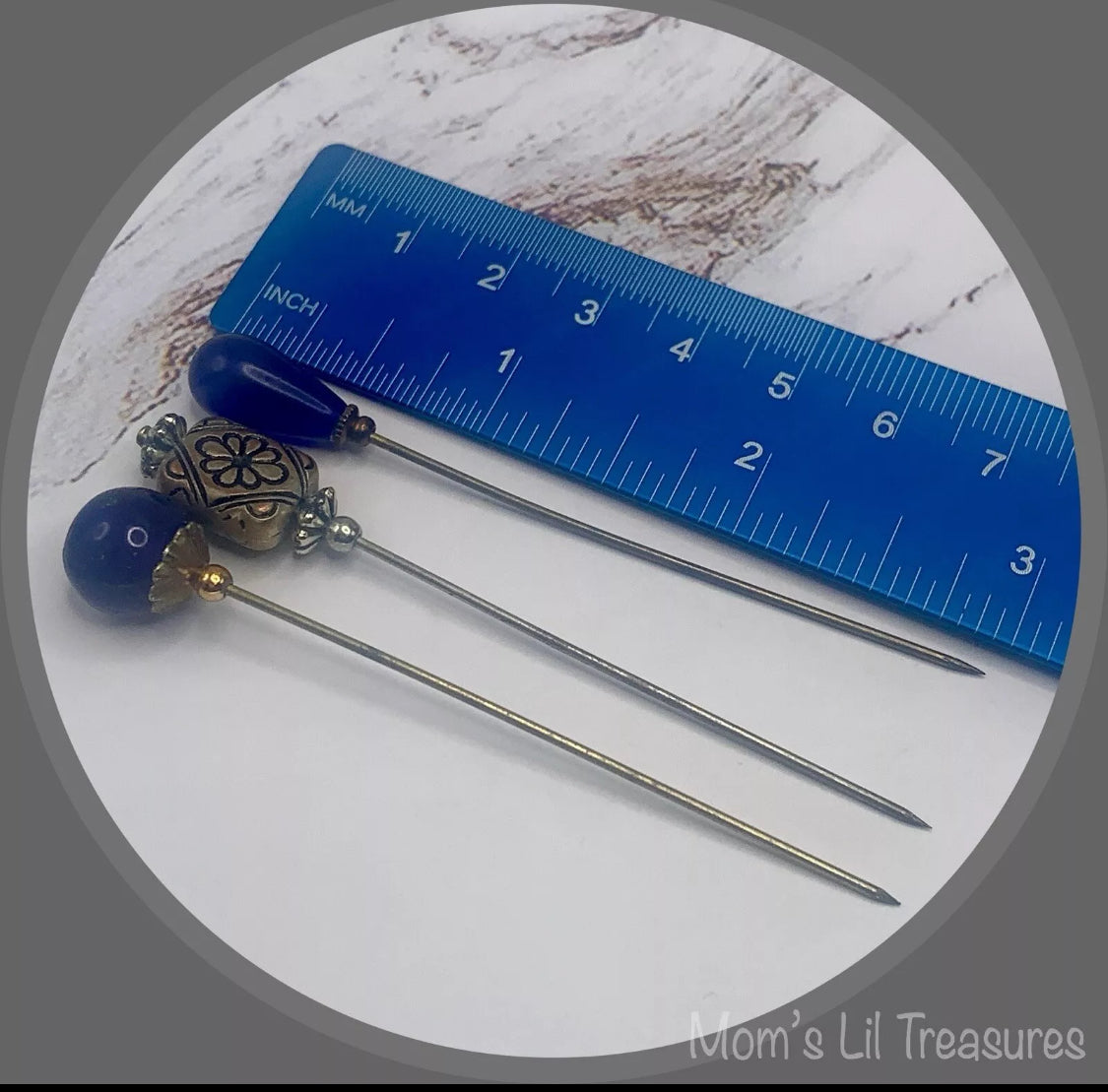 Blue Silver Set • Stick Pins / Hatpin / Sewing Quilting pins / Gifts for Her