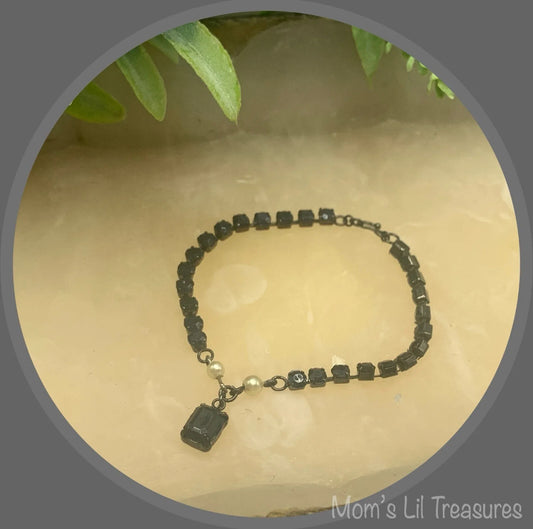 Black Rhinestone Doll Necklace • 18-20” Vintage Doll Jewelry