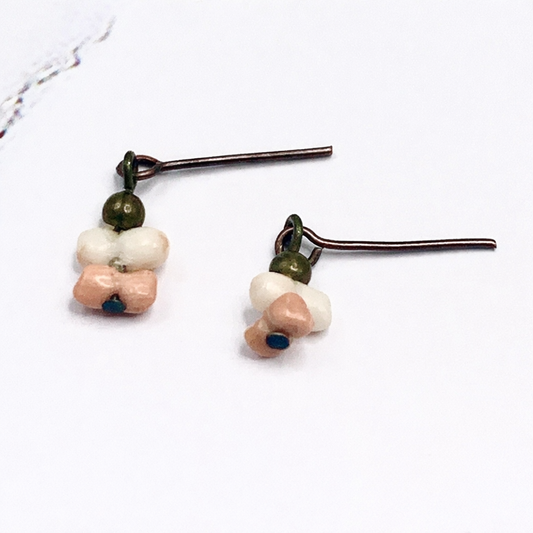 Coral & Cream Dangle Drop Doll Earrings • 10-12” Fashion Doll Jewelry