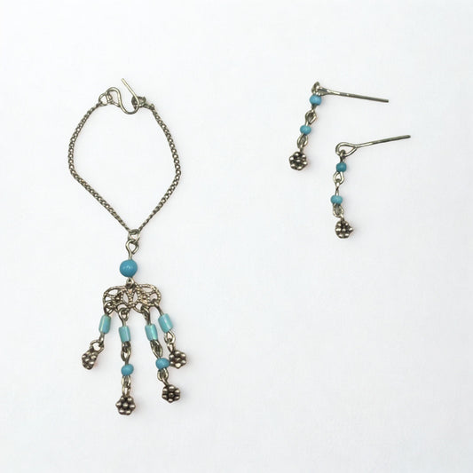 Turquoise Light Blue Accent Dangle Doll Necklace & Earrings Set • 16 Inch Fashion Doll Jewelry