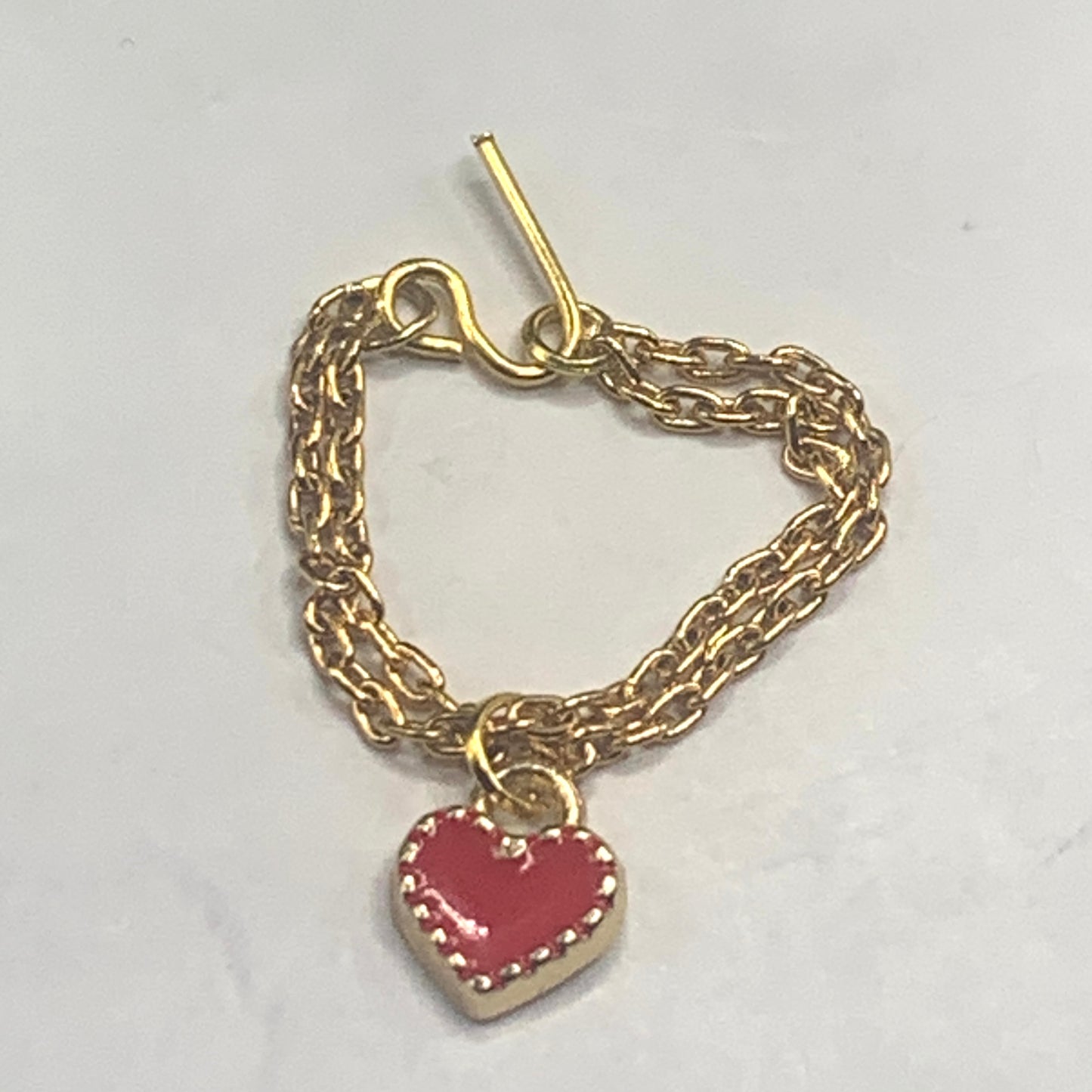 Red Heart Gold Chain Doll Necklace Earring Set • 11-12” Fashion Doll Jewelry