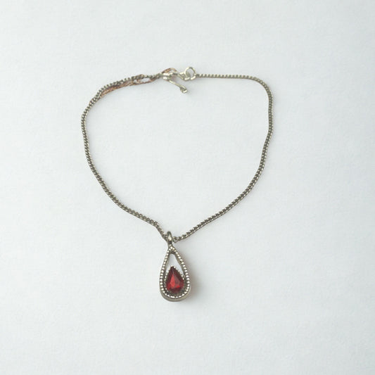 Red Teardrop Rhinestone Pendant Silver Chain Doll Necklace • 18 Inch Fashion Doll Jewelry