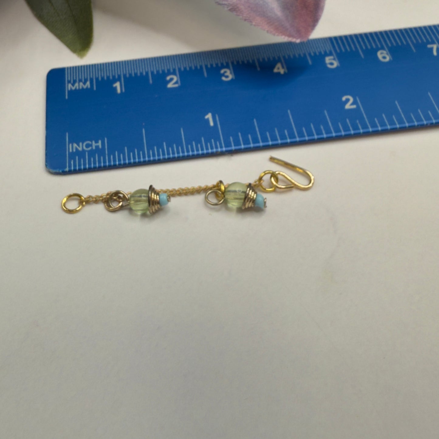 Green Blue Dangle Tassel Style Doll Necklace & Earrings Set • 16 Inch Fashion Doll Jewelry •