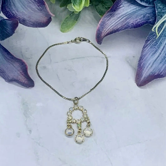 Crystal Rhinestone Gold Dangle Pendant Doll Necklace • 18” Fashion Doll Jewelry