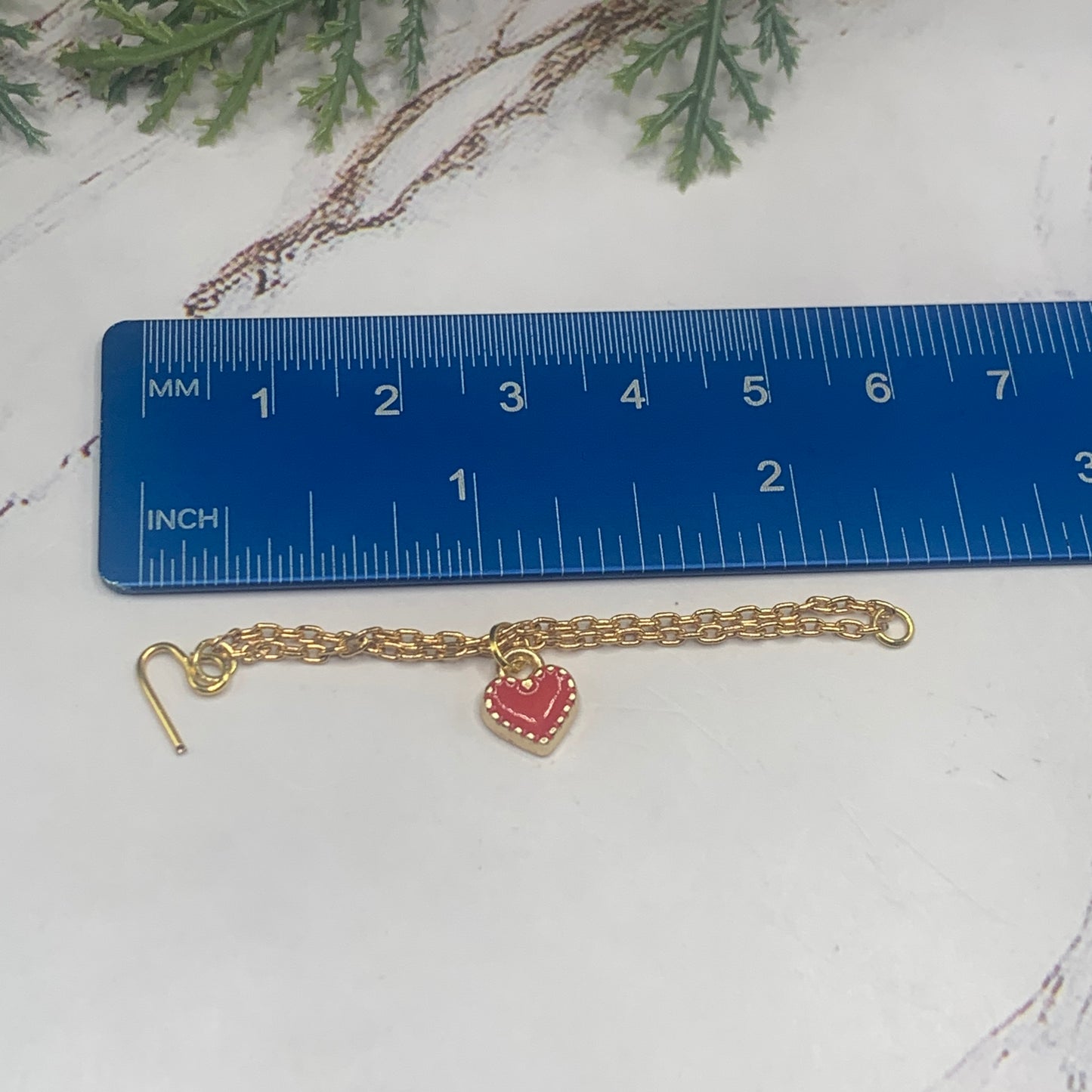 Red Heart Gold Chain Doll Necklace Earring Set • 11-12” Fashion Doll Jewelry