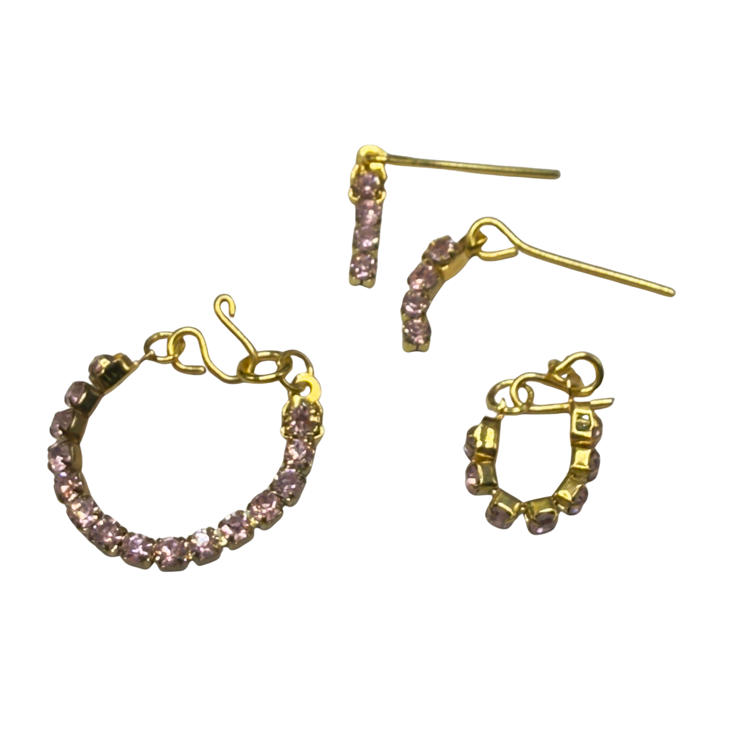 Pink Rhinestone Doll Necklace Bracelet Earrings Set • 10-12” 1:6 Fashion Doll Jewelry
