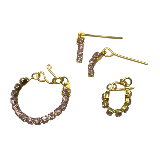 Pink Rhinestone Doll Necklace Bracelet Earrings Set • 10-12” 1:6 Fashion Doll Jewelry