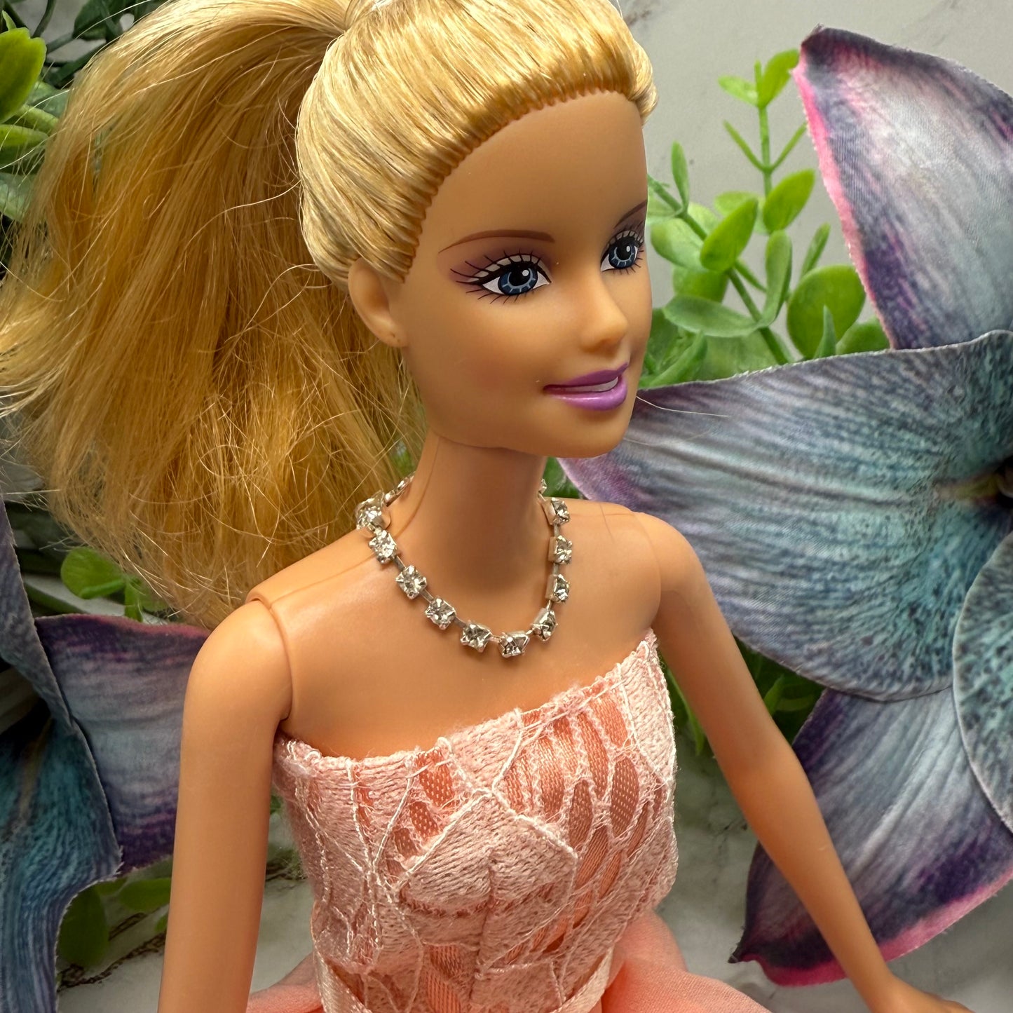 Clear Rhinestone Silver Doll Necklace • 10-12” 1:6 Fashion Doll Jewelry