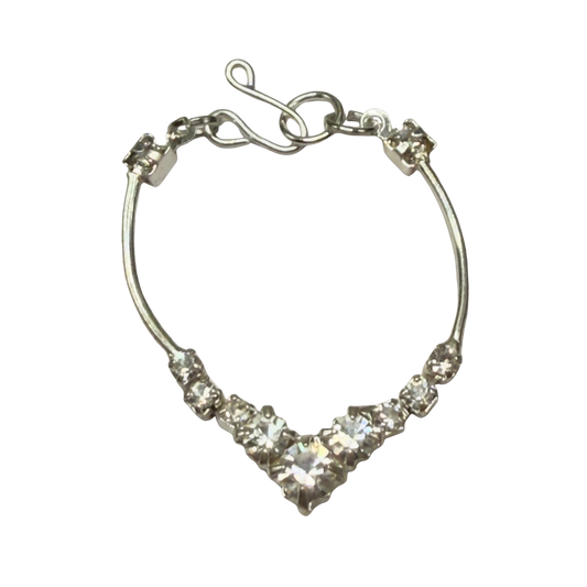 V-Shape Clear Rhinestone Silver Curved Link Doll Necklace • 16 Inch Fashion Doll Jewelry
