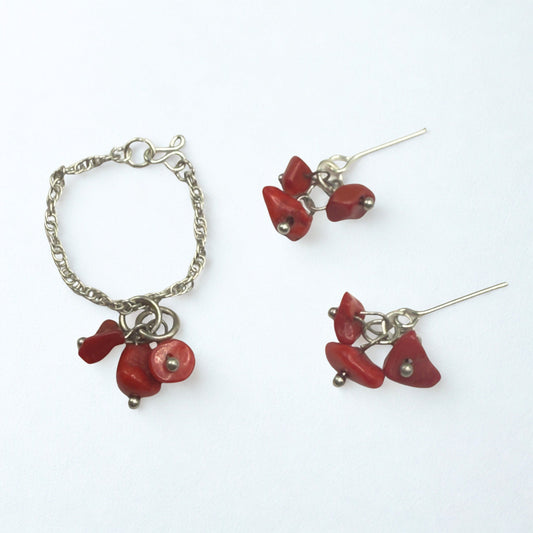 Red Stone Chip Dangle Doll necklace & Earrings • 16 Inch Fashion Doll Jewelry