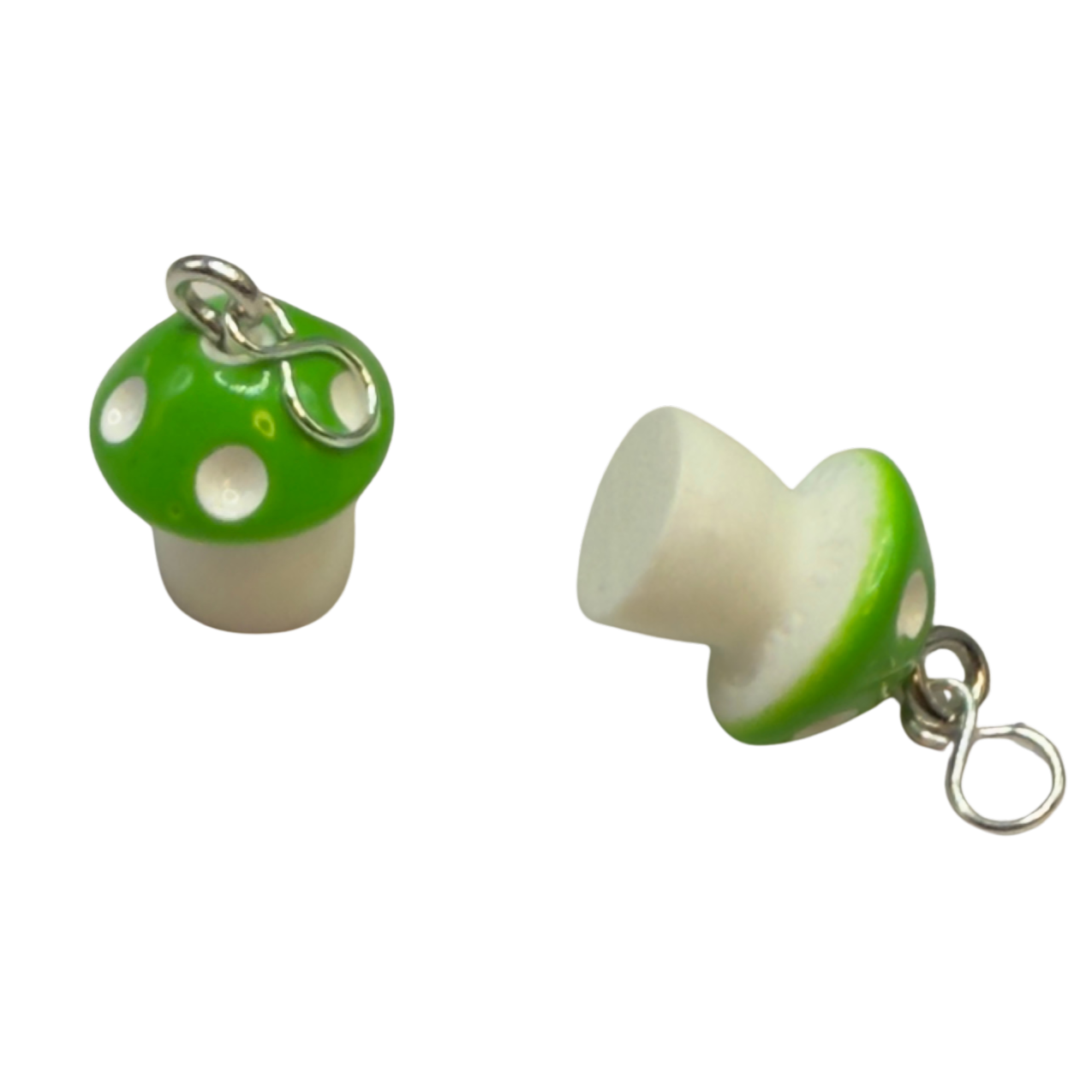 Green White Mushroom Doll Earring DANGLE ONLY • 18” Fashion Doll Jewelry