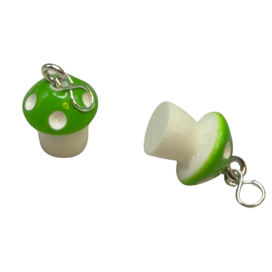 Green White Mushroom Doll Earring DANGLE ONLY • 18” Fashion Doll Jewelry