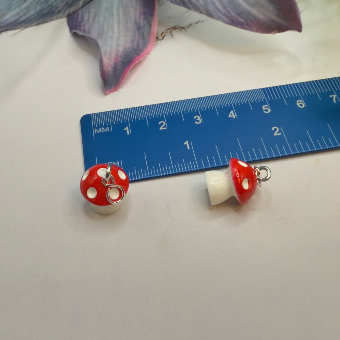 Red White Mushroom Doll Earring DANGLES ONLY • Fit 2mm Posts• 18” Fashion Doll Jewelry