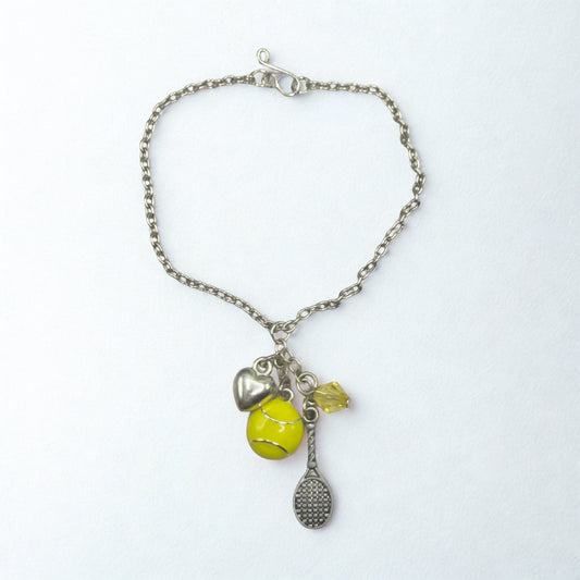 Love Tennis Multi Charm Silver Doll Necklace • 18 Inch Fashion Doll Jewelry