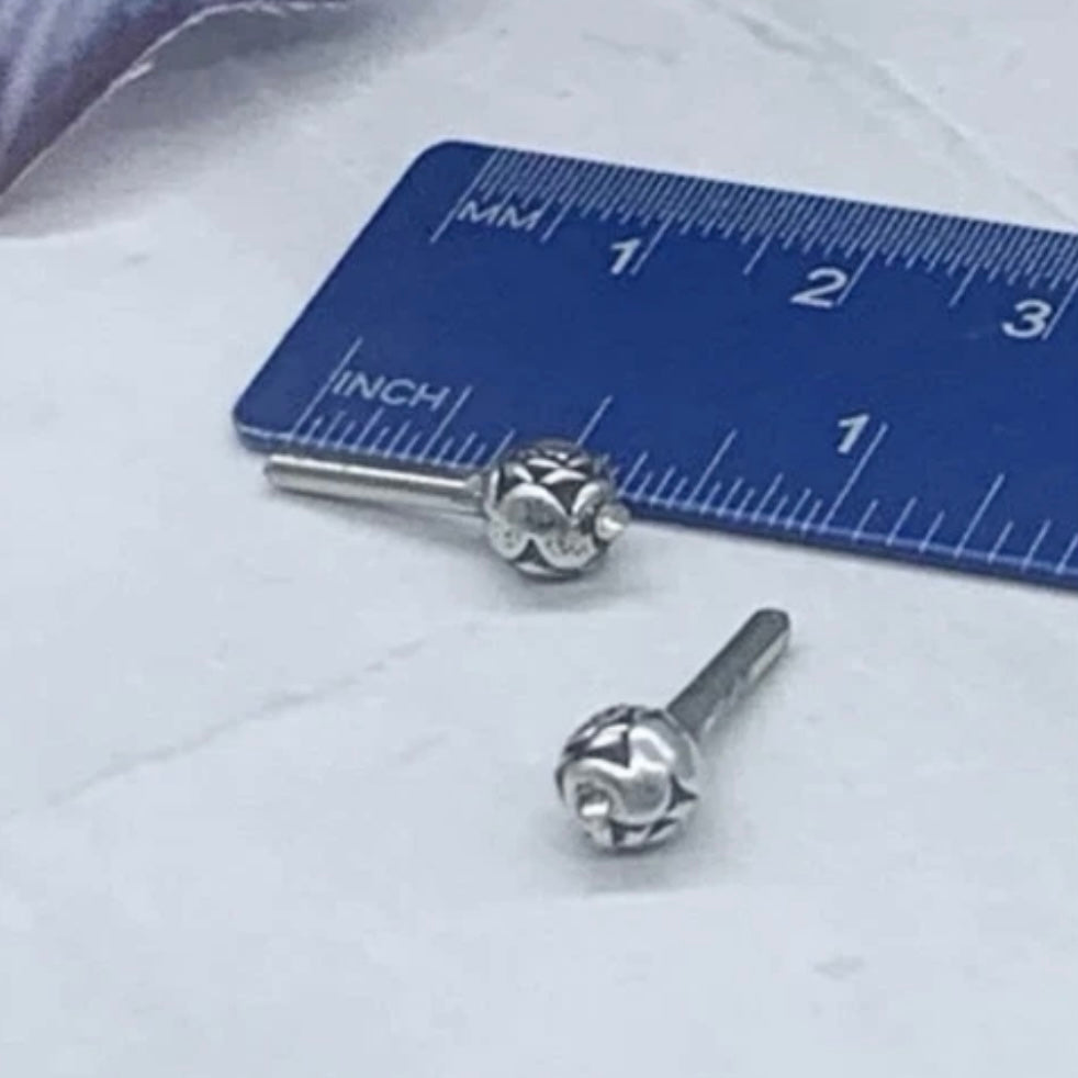 Silver Flower Rose Post Doll Earrings • 2mm Post • fits 18” American Girl Doll
