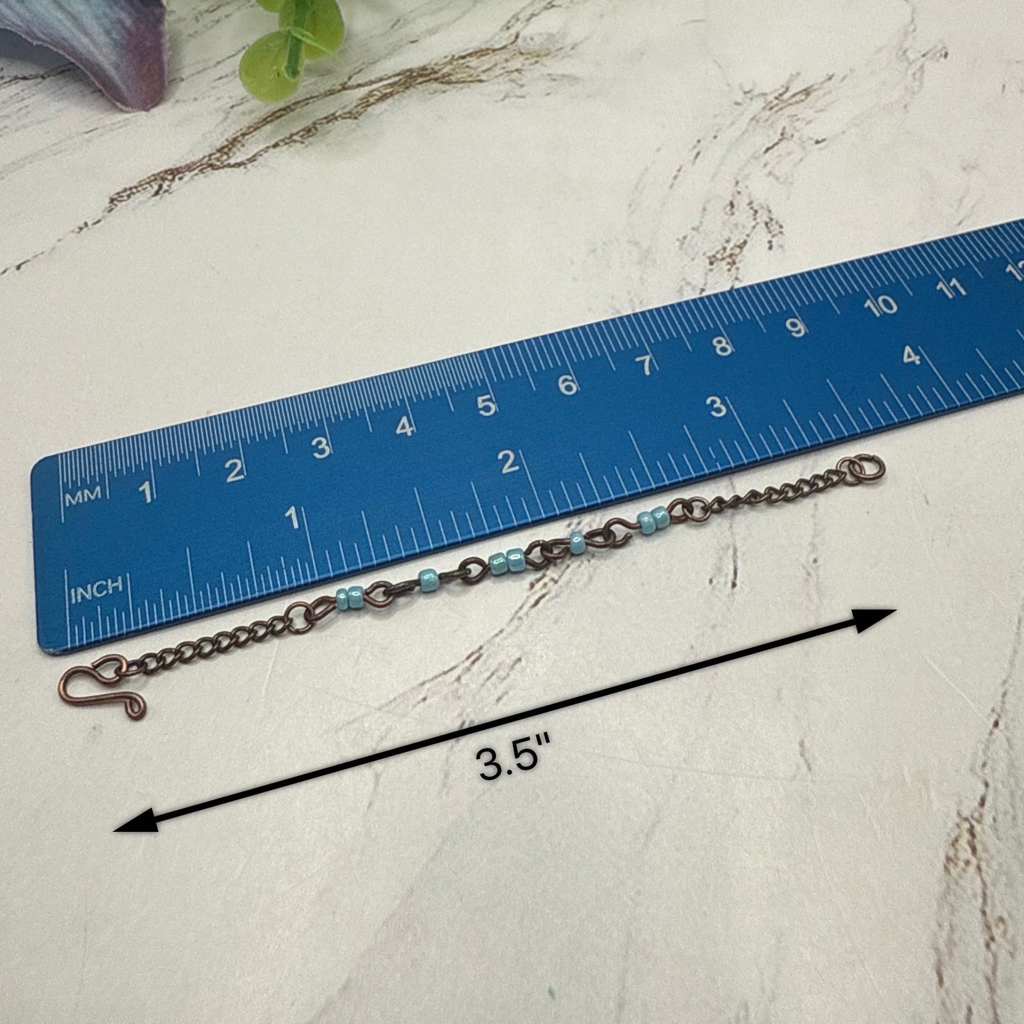 Light Blue Glass Beads Bronze Copper Tone Doll Necklace • 16 Inch Fashion Doll Jewelry