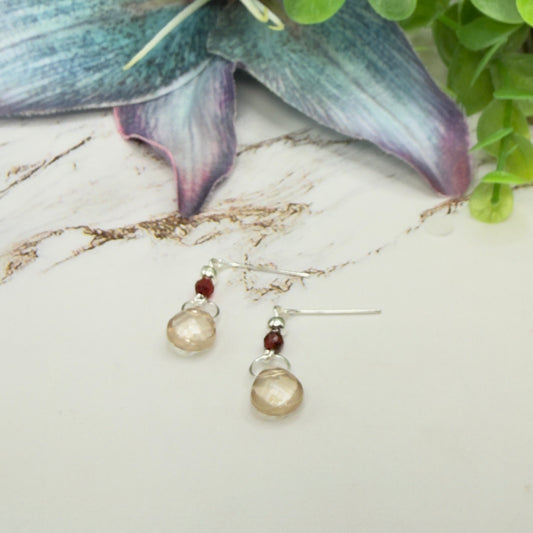 Red Accent Yellow Peach Translucent Acrylic Crystal Teardrop Dangle Doll Earrings • 18 Inch Fashion Doll Jewelry