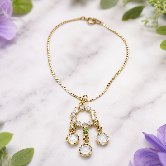 Crystal Rhinestone Gold Dangle Pendant Doll Necklace • 18” Fashion Doll Jewelry