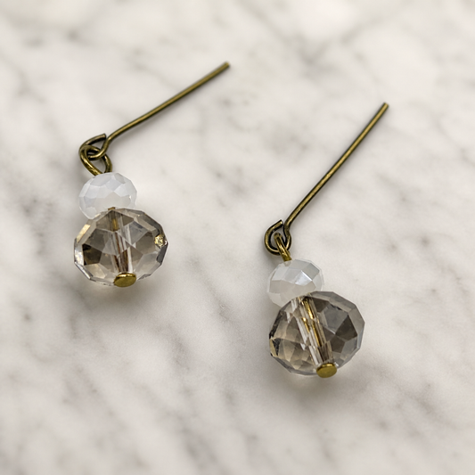 Gray Milky Crystal Dangle Doll Earrings • 18-20” Vintage Doll Jewelry