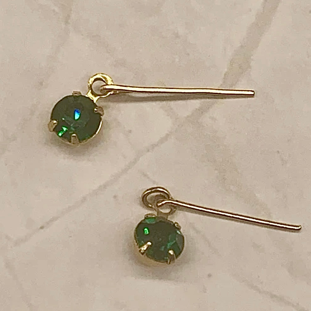Green Rhinestone Dangle Doll Earrings • 18 Inch Fashion Doll Jewelry