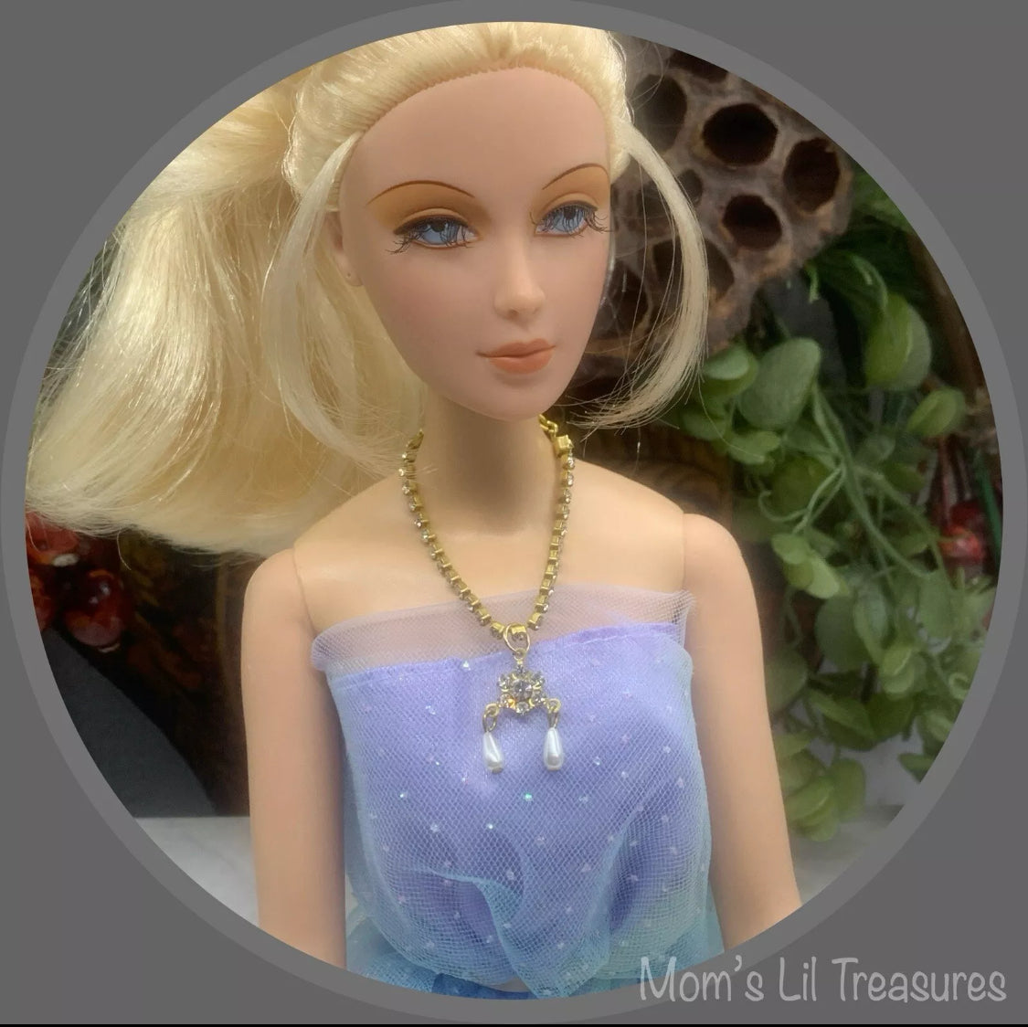 16 Inch Fashion Doll Jewelry • Rhinestone Pearl Pendant Doll Necklace